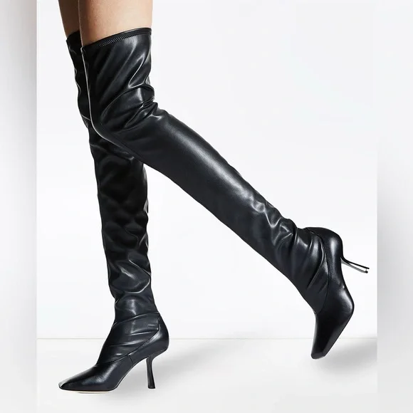 New Jimmy Choo Mire Square-Toe Thigh-High Leather Boots 38.5 $1,695 - Picture 2 of 15